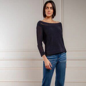 Etcetera Stromboli Sustainable Navy Cotton Ballet Sweater NWT Size XS